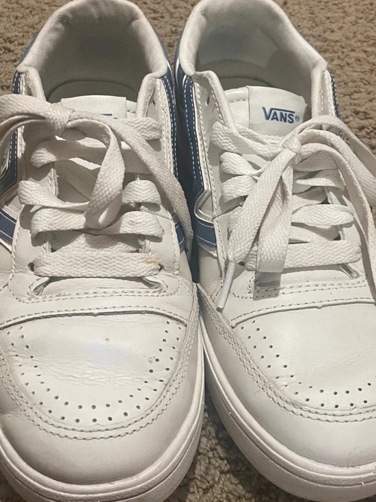 Vans Shoes - Vans Women's White Sneakers with Blue Side Stripe